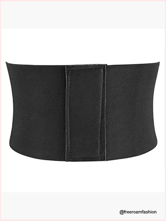 Wide Lace-up Elastic Corset Belt with Velcro Closure